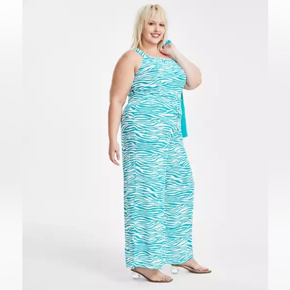 Plus Size Bar iii Zebra Print Green Set 2X - Picture 2 of 9